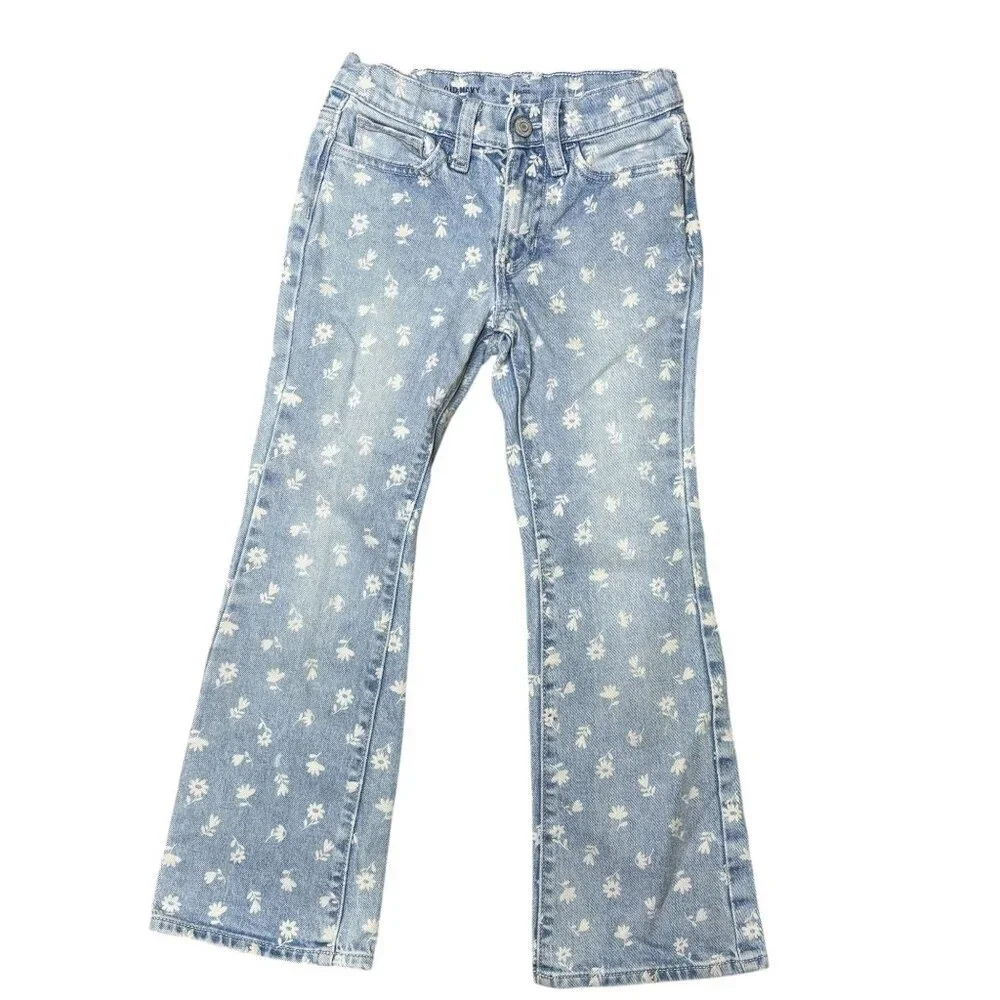 Old Navy Flare Jeans Flower Print Girls Size 8
